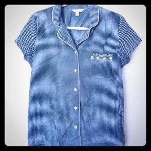 P. J. Gingham Top Charter Club pajama shirt size M